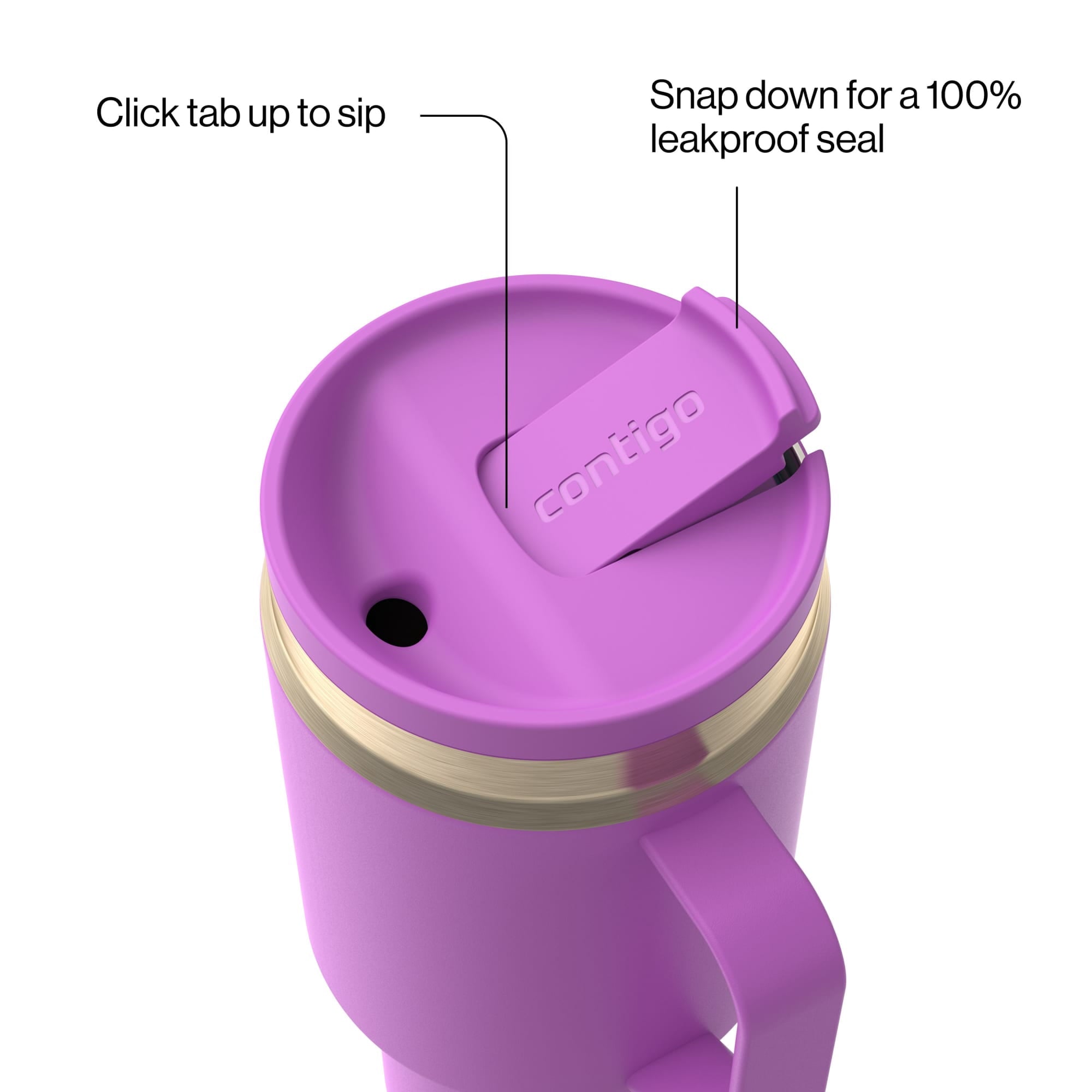 Contigo SnapSeal Leakproof Stainless Steel Reusable Water Bottle Tumbler with Side Handle, Black/Bronze, 30 oz C015E