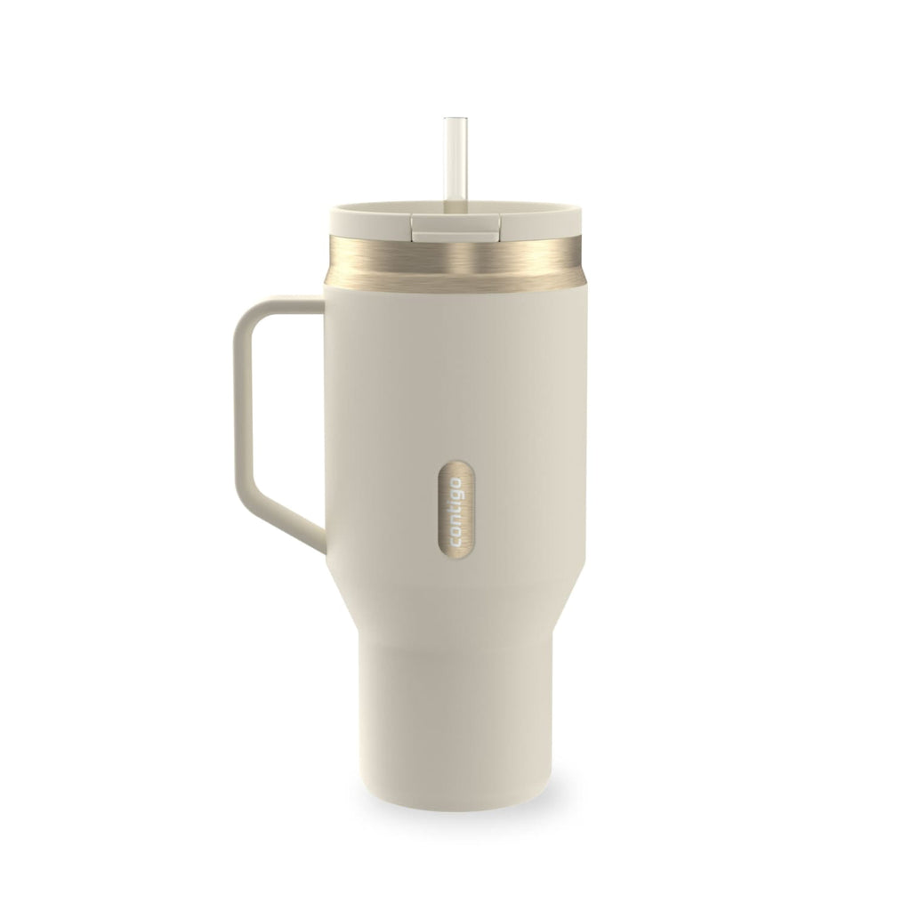 Contigo SnapSeal Leakproof Stainless Steel Reusable Water Bottle Tumbler with Side Handle, Black/Bronze, 30 oz C015E