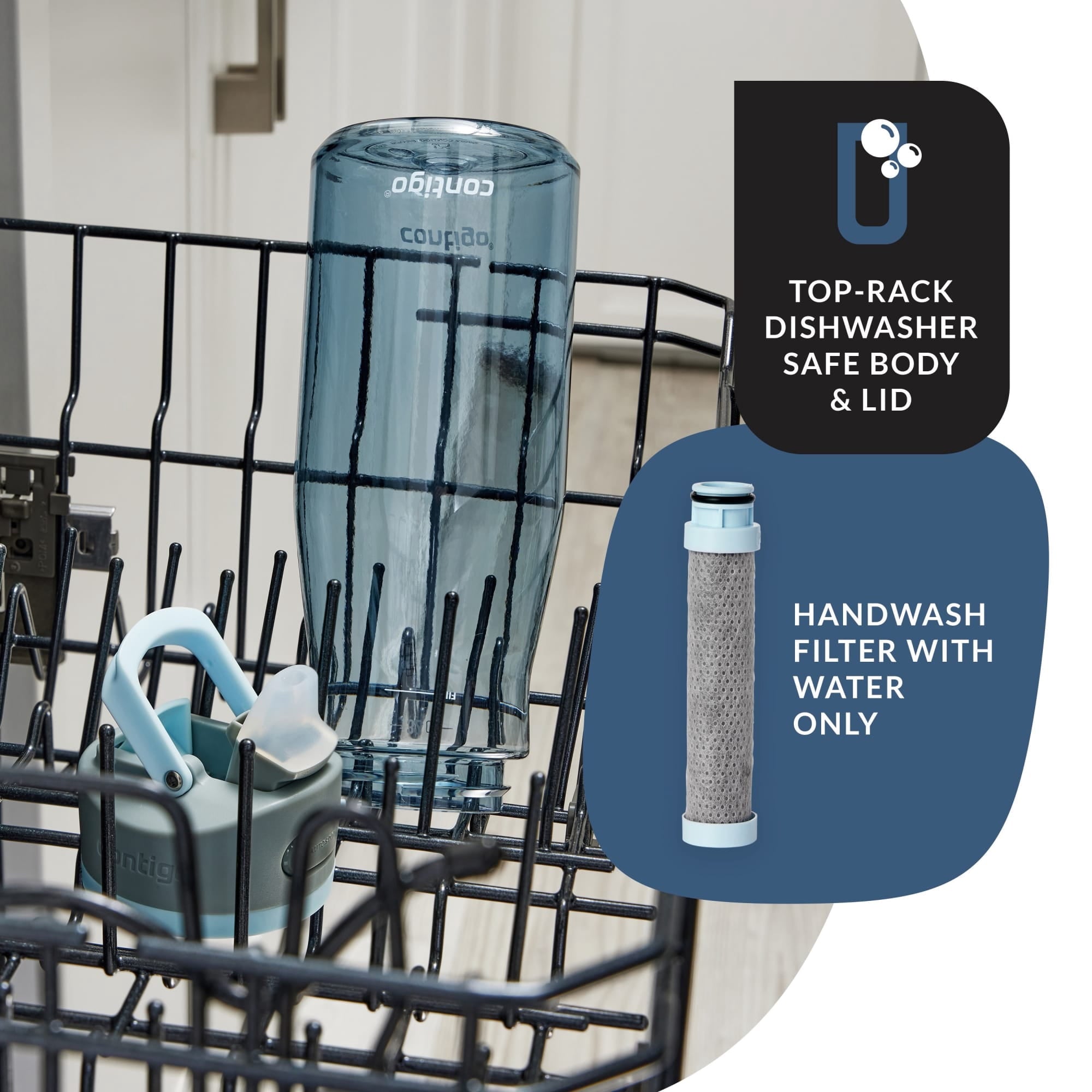 Contigo Wells Plastic Filter Water Bottle with AUTOSPOUT Straw Lid, 32 oz., Dark Ice C008F