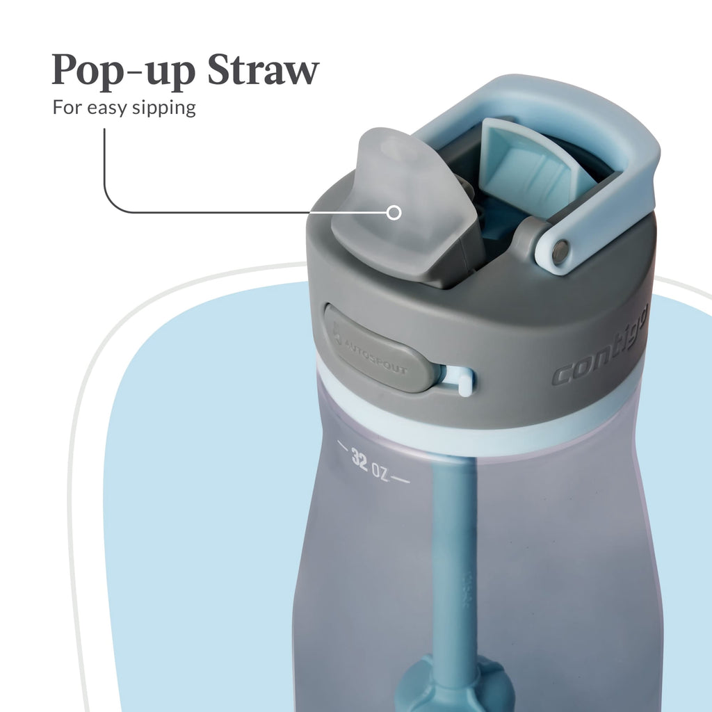 Contigo Wells Plastic Filter Water Bottle with AUTOSPOUT Straw Lid, 32 oz., Dark Ice C008F