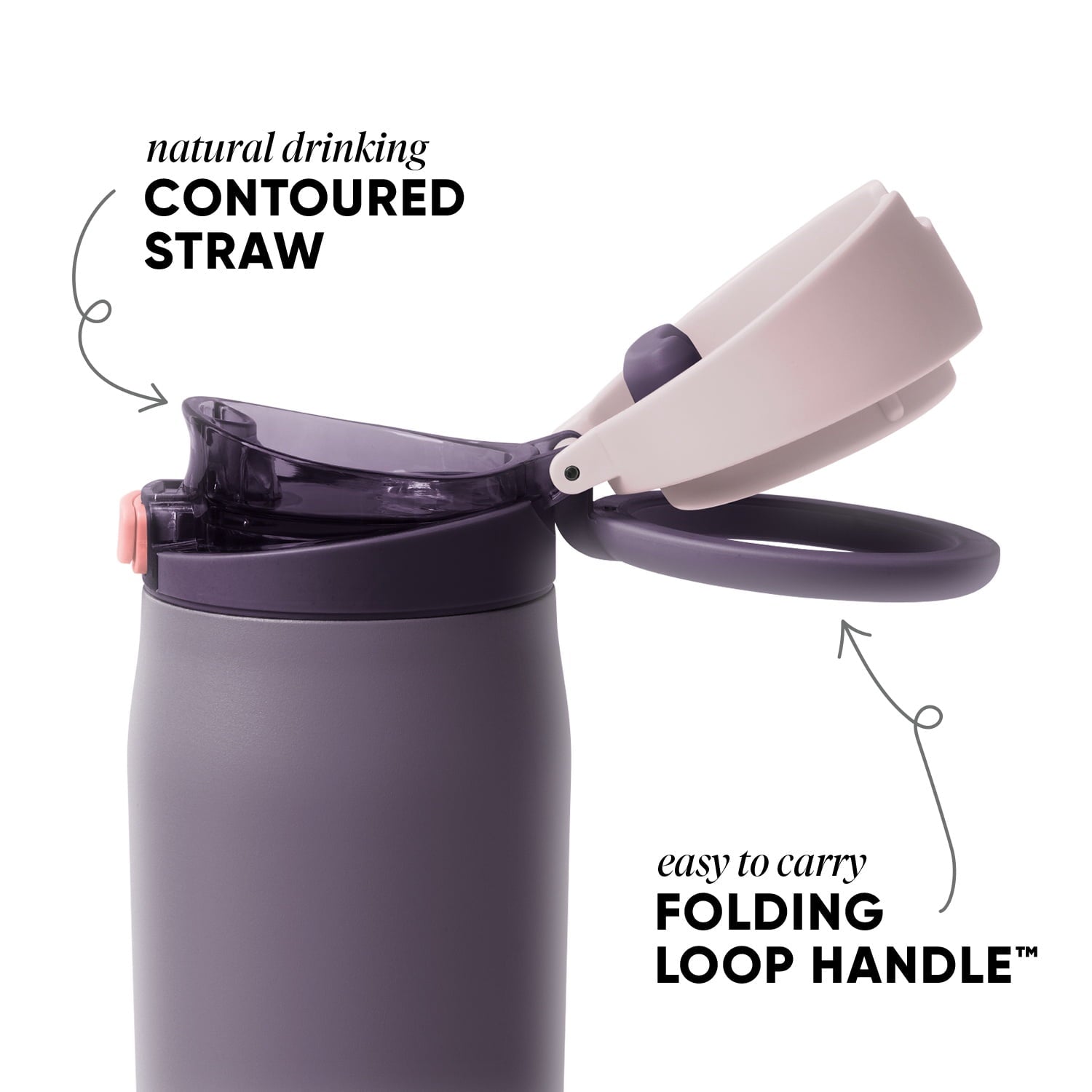 Simple Modern 24oz Mesa Loop Water Bottle with Covered Spout | Pink Champagne C409N