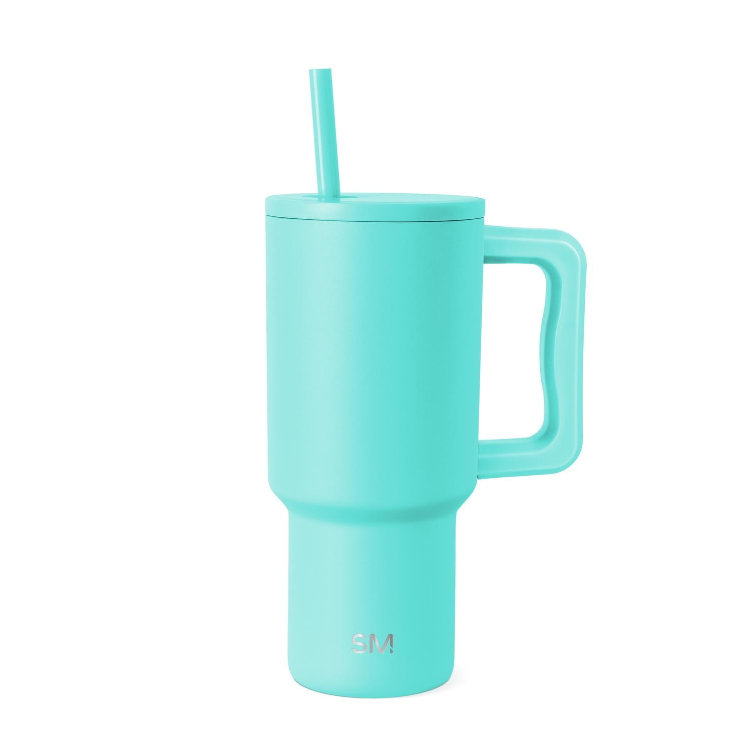 Simple Modern 30 fl oz Insulated Stainless Steel Trek Tumbler with Straw Lid | Seaglass Sage and Cream Checkmate C690P