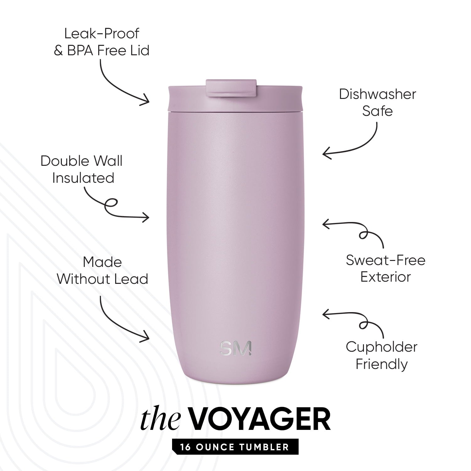 Simple Modern 16 fl oz Insulated Stainless Steel Voyager Coffee Tumbler with Insulated Flip Lid C394P