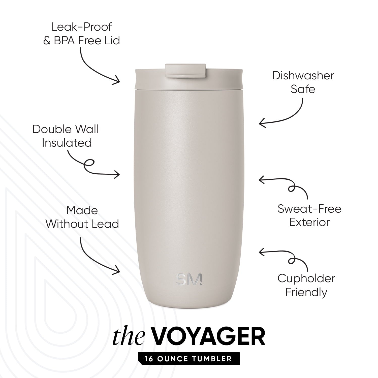Simple Modern 16 fl oz Insulated Stainless Steel Voyager Coffee Tumbler with Insulated Flip Lid C394P