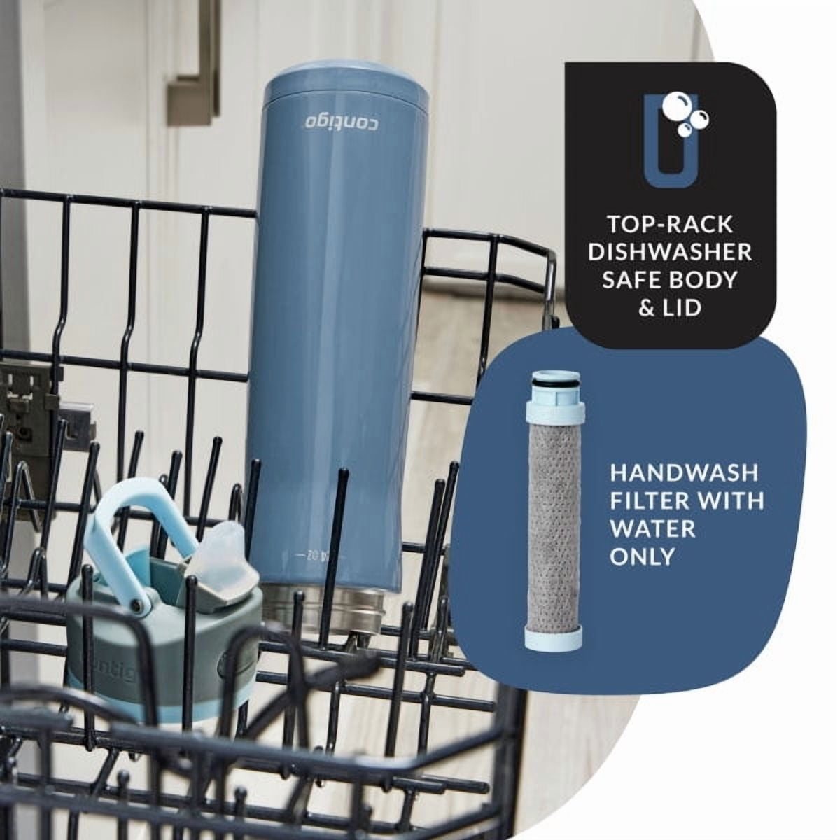 Contigo 24 oz. Wells Chill Stainless Steel Filter Bottle w/ Filters - Dark Ice C084G
