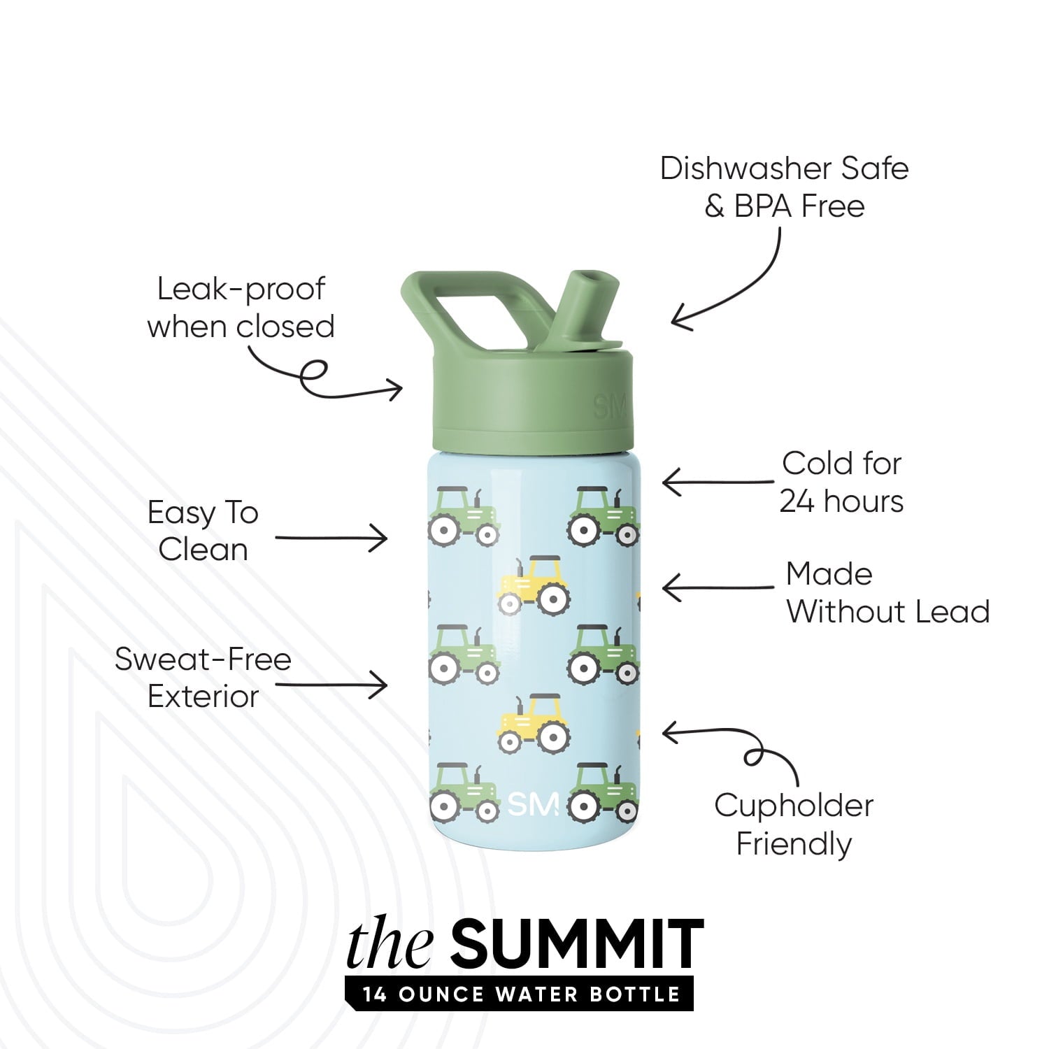 Simple Modern 14oz Summit Water Bottle with Straw Lid | Confetti C429X