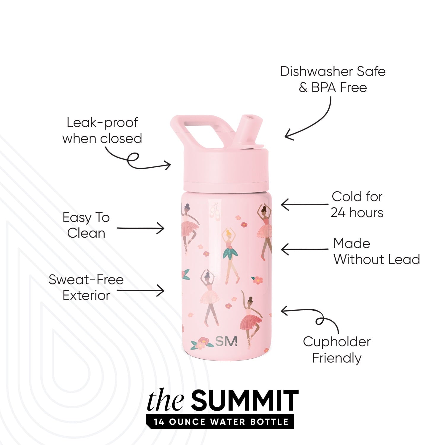Simple Modern 14oz Summit Water Bottle with Straw Lid | Confetti C429X