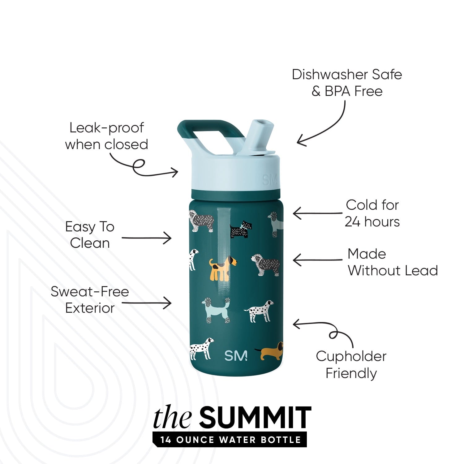 Simple Modern 14oz Summit Water Bottle with Straw Lid | Confetti C429X