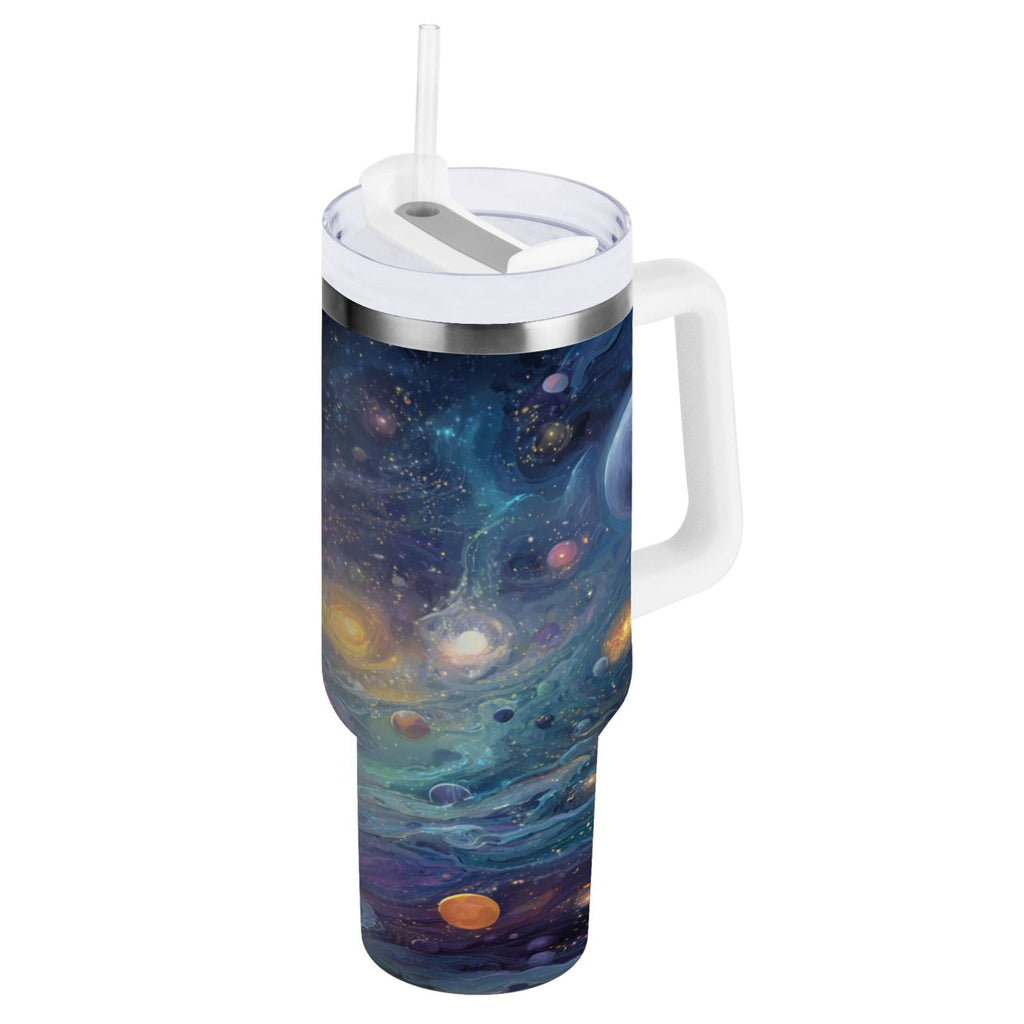 30 oz Insulated Stainless Steel Tumbler Double Wall Stainless Steel Tumbler with 2-Way Drinking Vibrant and Colorful Universe C453Y