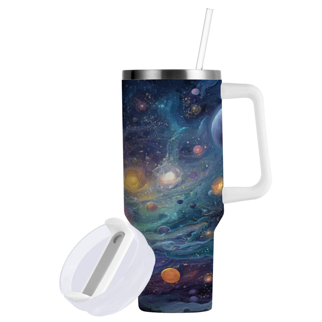 30 oz Insulated Stainless Steel Tumbler Double Wall Stainless Steel Tumbler with 2-Way Drinking Vibrant and Colorful Universe C453Y