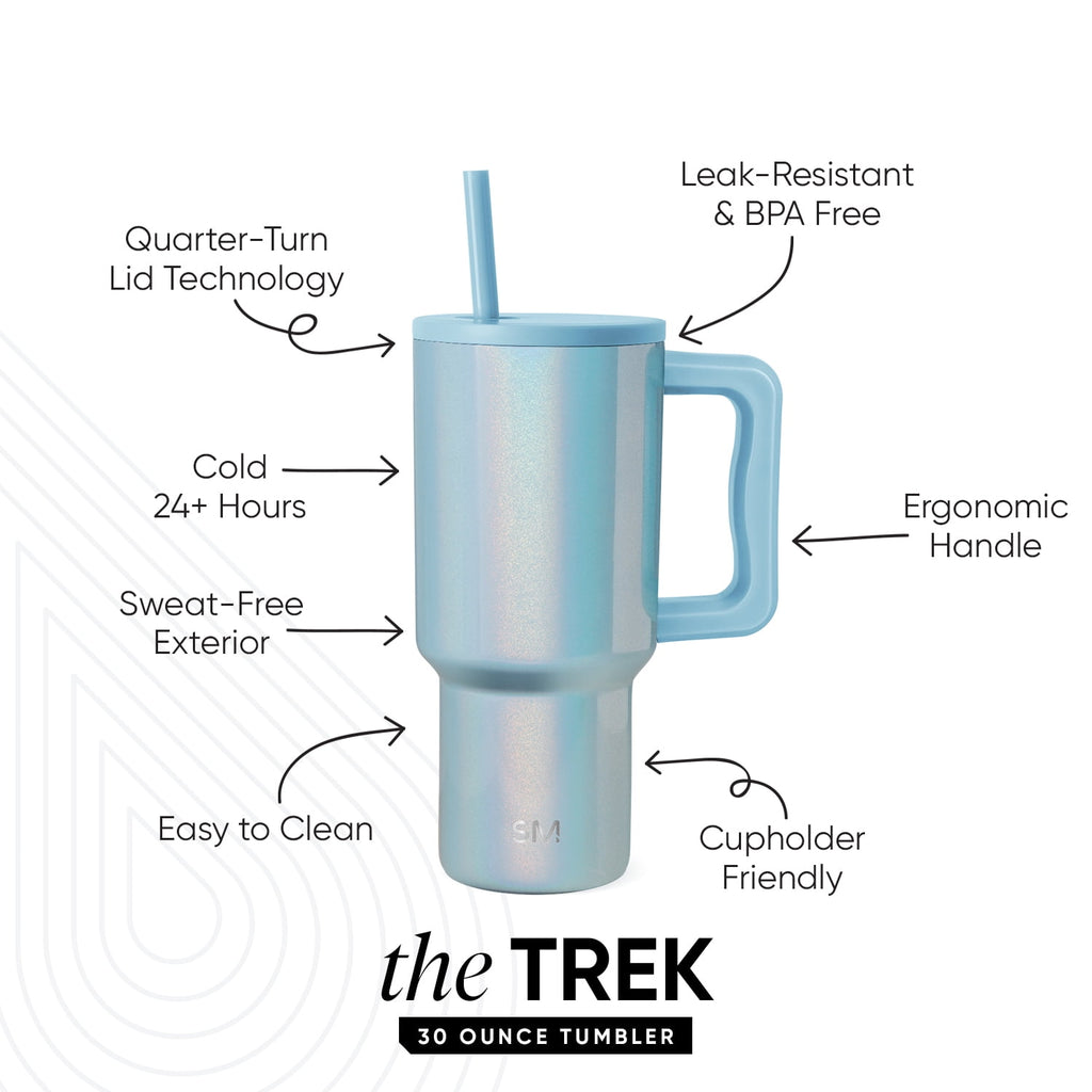 Simple Modern 30 fl oz Insulated Stainless Steel Trek Tumbler with Straw Lid | Seaglass Sage and Cream Checkmate C690P