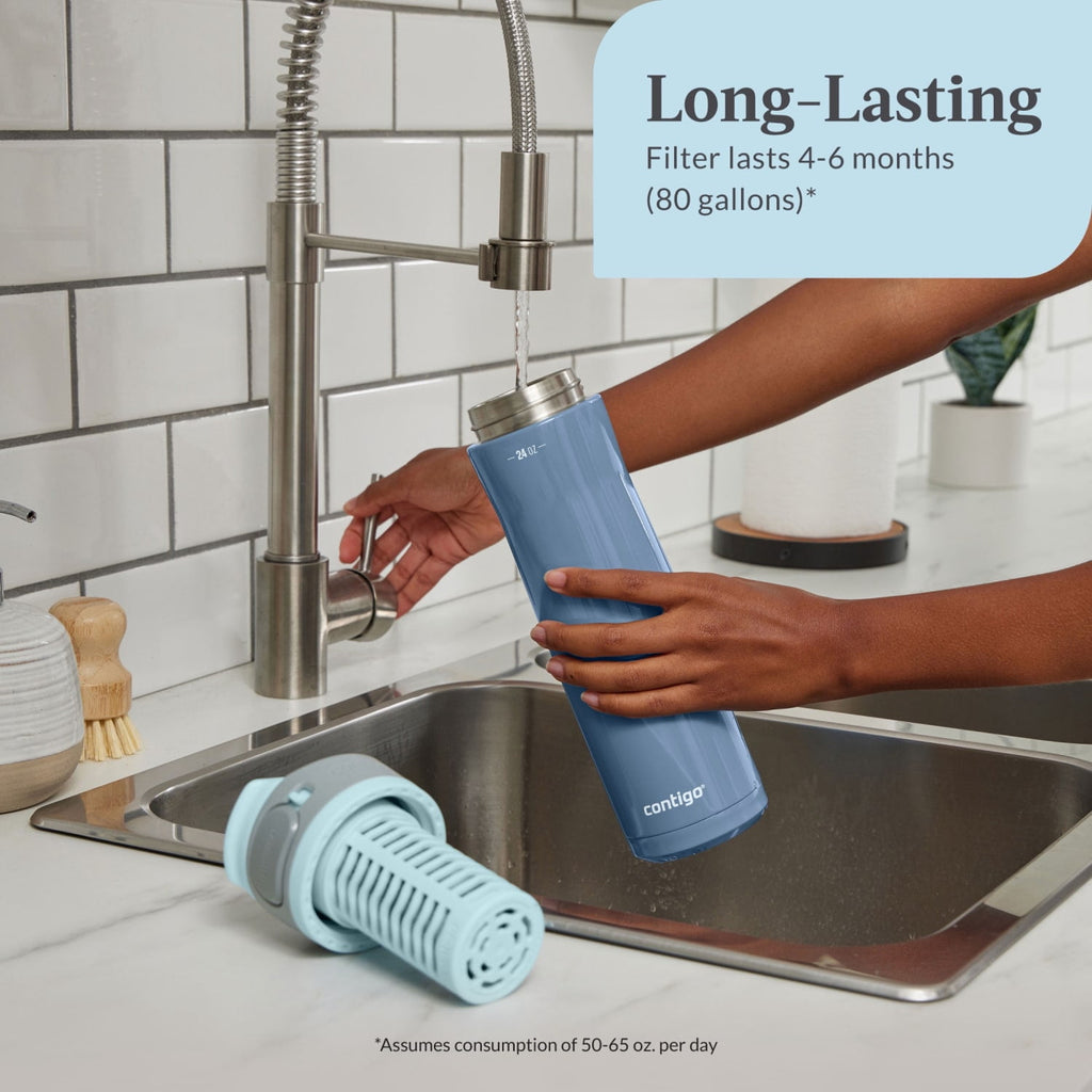 Contigo Clybourn FreeFlow Filter Water Bottle Replacement Filter, 1 Count C030F