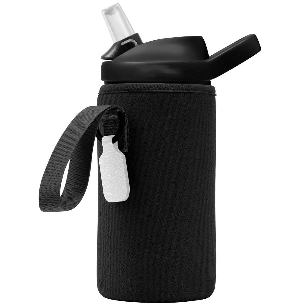 Linkidea Water Bottle Sleeve Compatible with CamelBak Eddy+ Tritan 14oz, Steel 12oz Kids Bottle, Waterbottle Holder Bag with Name Tag, Black C386H
