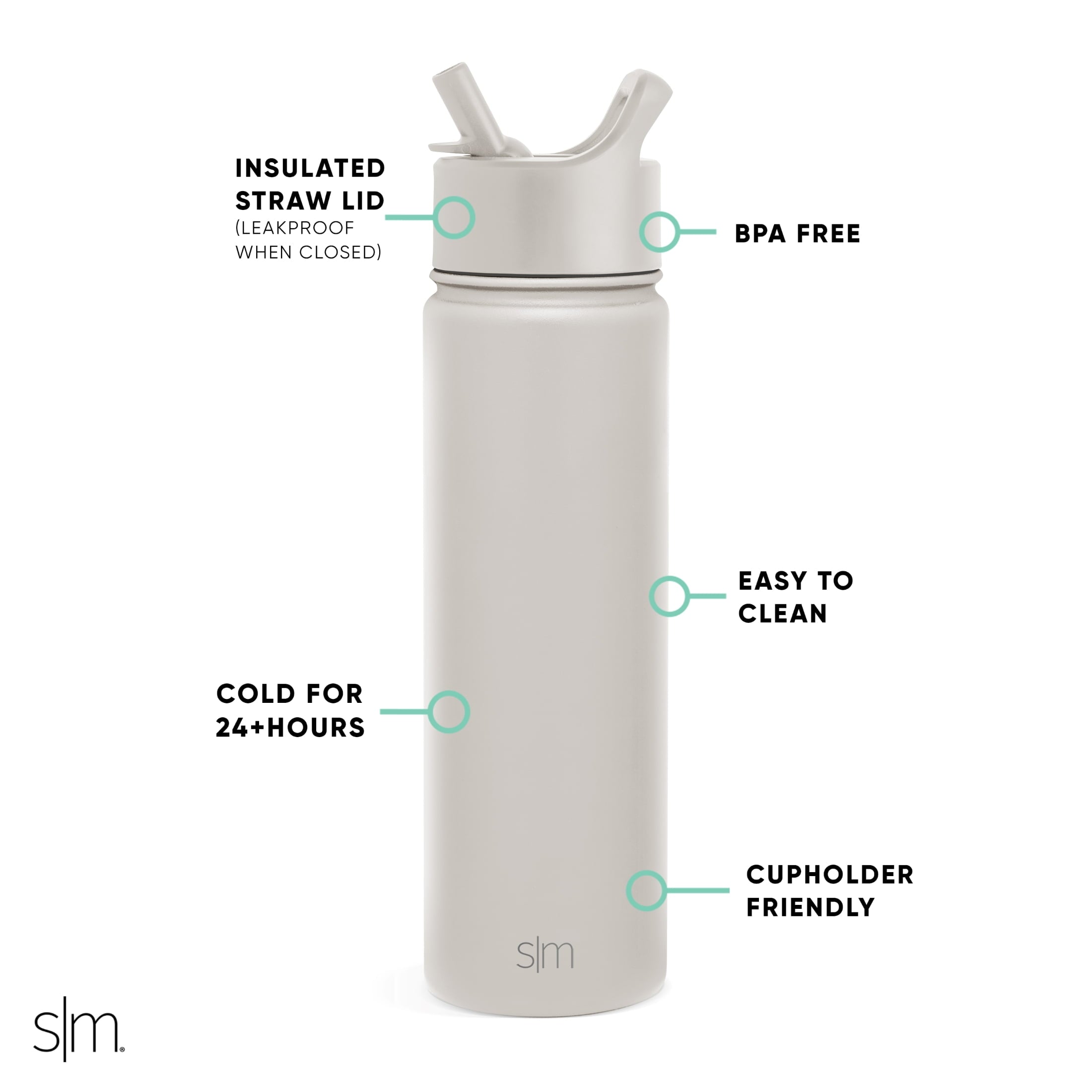 Simple Modern Summit Water Bottle Straw Lid Vacuum Insulated Stainless Steel Bottle | 22 fl oz C430Z