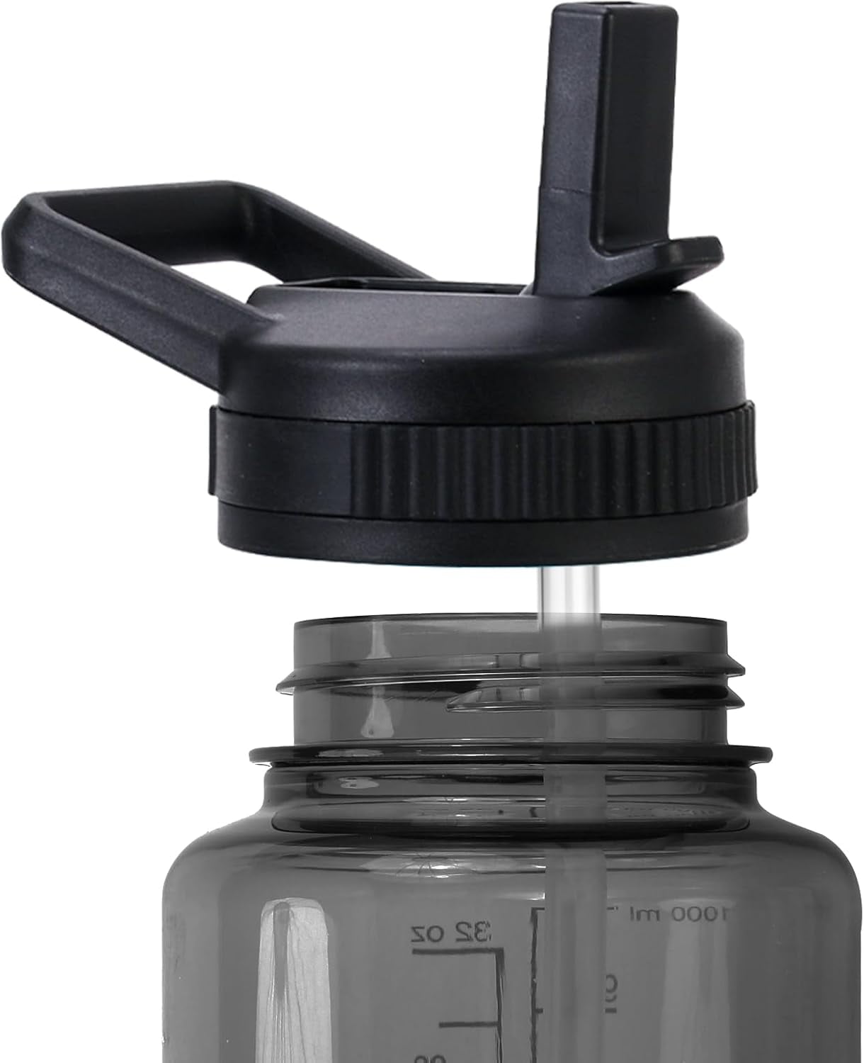 Straw Lid Compatible with Nalgene Water Bottles 32 OZ, BPA-Free Straws Lid with Handle for Nalgene Wide Mouth, Replacement Bottle Cap Accessories with 2 Straws and 1 Straw Brush C230U