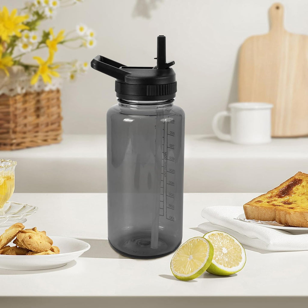 Straw Lid Compatible with Nalgene Water Bottles 32 OZ, BPA-Free Straws Lid with Handle for Nalgene Wide Mouth, Replacement Bottle Cap Accessories with 2 Straws and 1 Straw Brush C230U