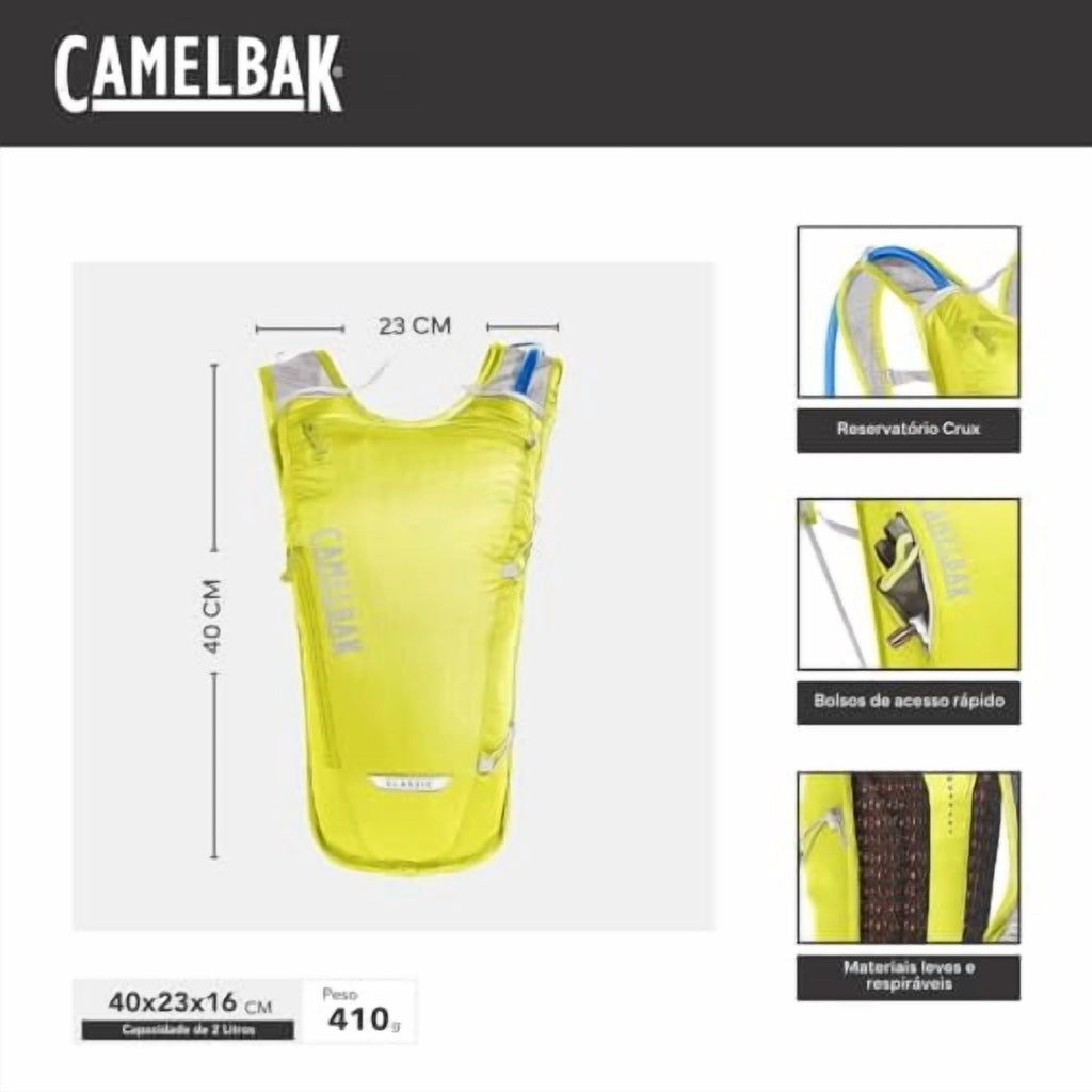 Camelbak Classic Light Hydration Pack Bag Inc Reservior Yellow/Silver 70oz C296Z