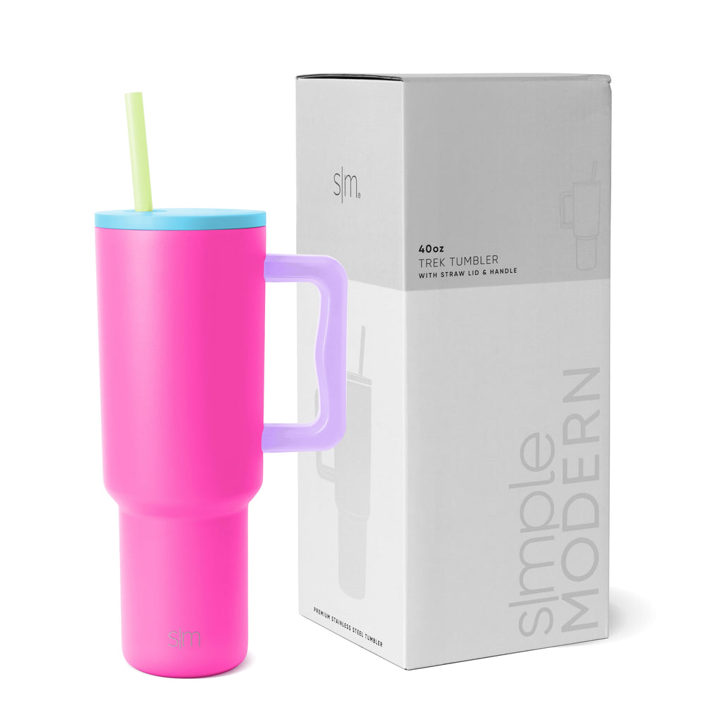 Simple Modern 40 fl oz Insulated Stainless Steel Trek Tumbler with Straw Lid | 80s Mix C403J