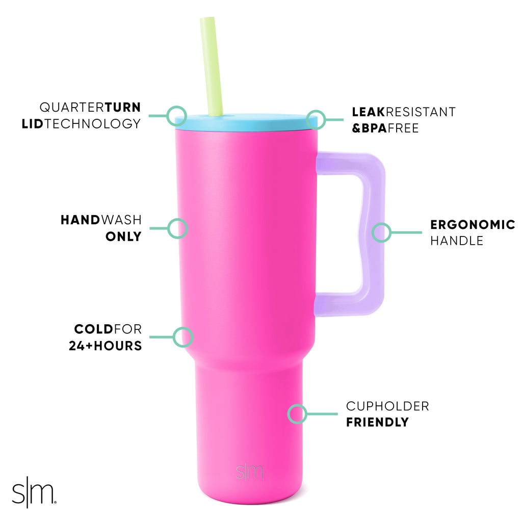 Simple Modern 40 fl oz Insulated Stainless Steel Trek Tumbler with Straw Lid | 80s Mix C403J
