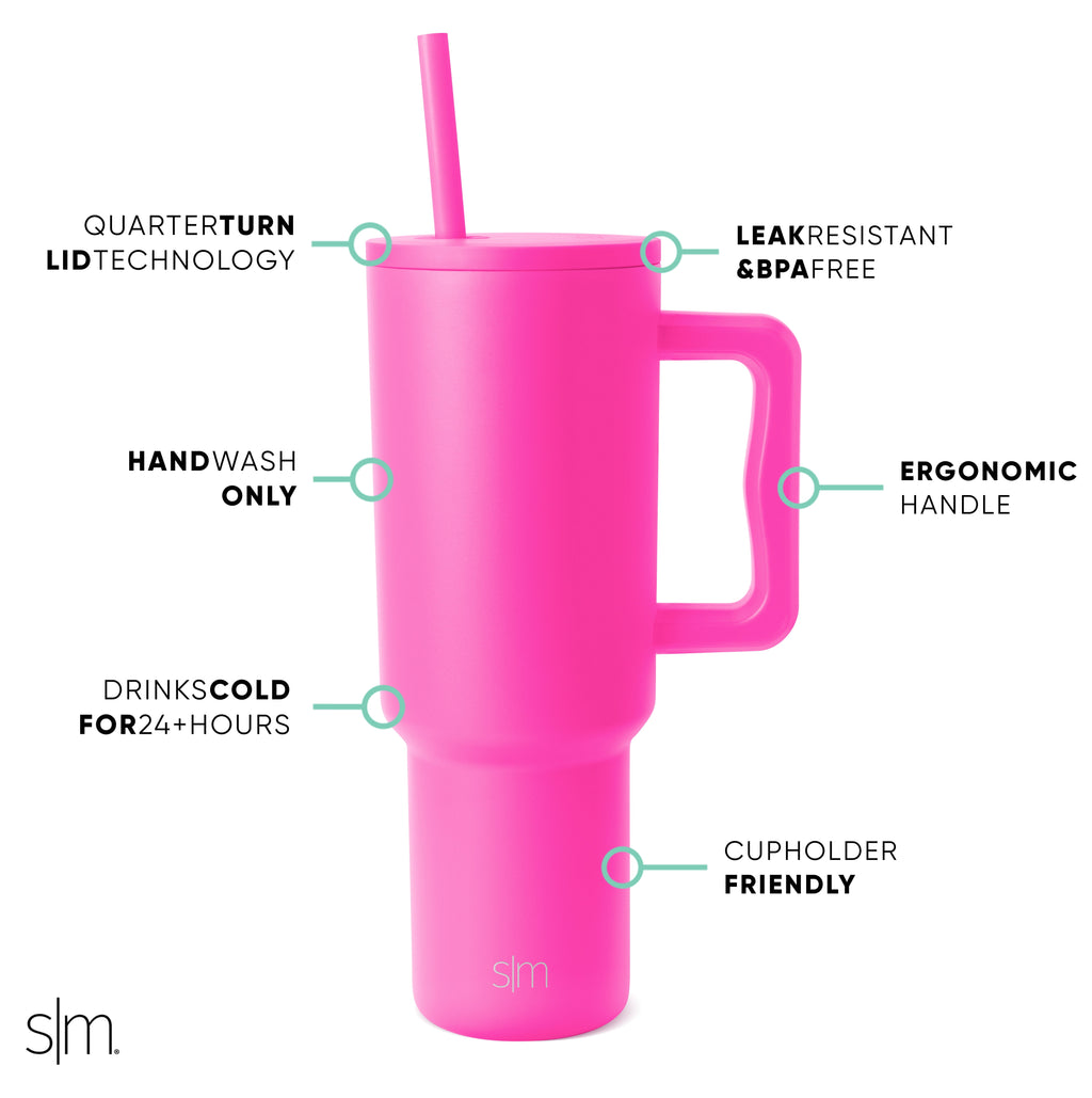 Simple Modern 40 fl oz Insulated Stainless Steel Trek Tumbler with Straw Lid | 80s Mix C403J