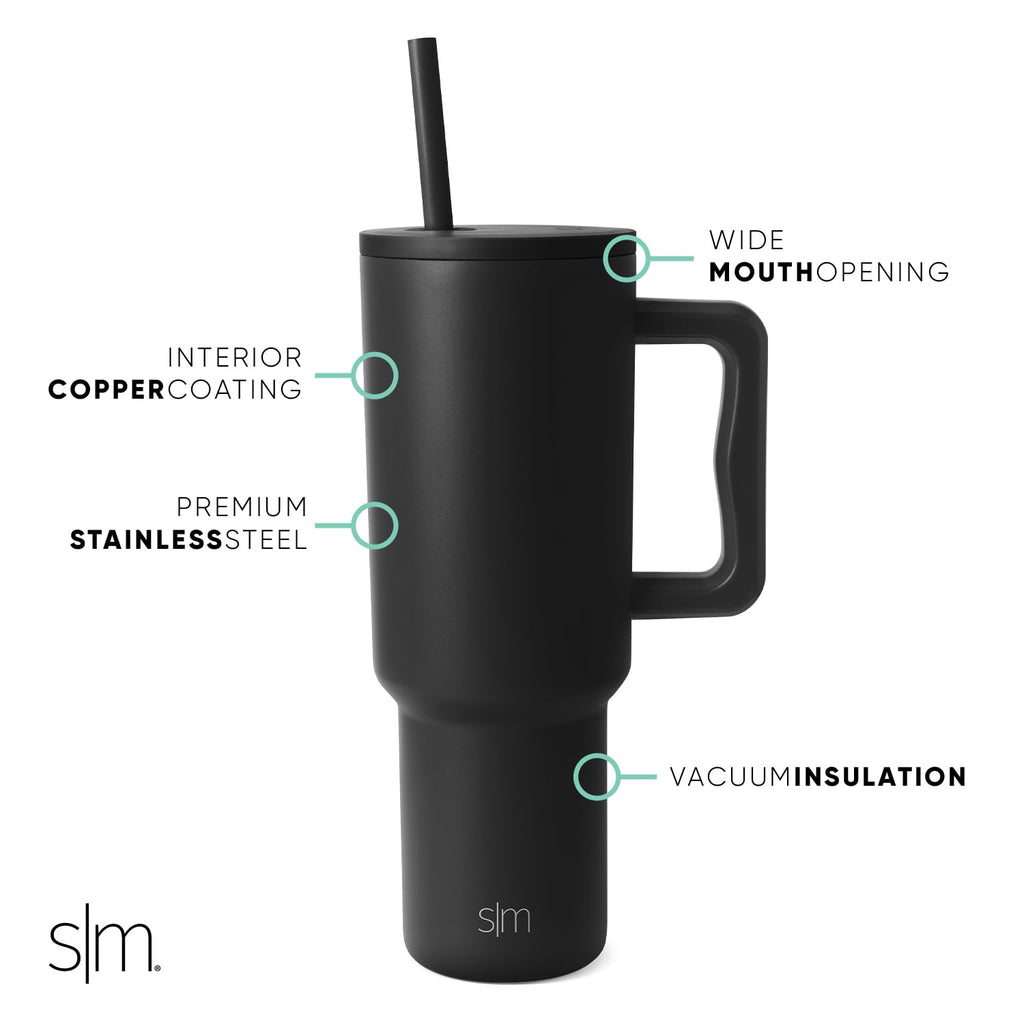 Simple Modern 40 fl oz Insulated Stainless Steel Trek Tumbler with Straw Lid | 80s Mix C403J