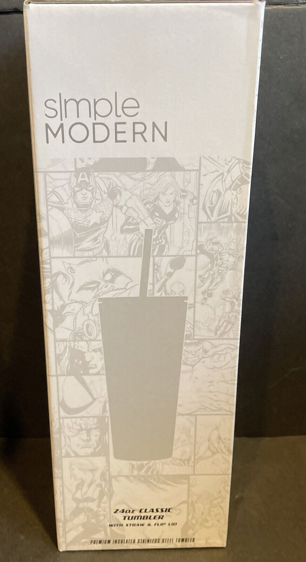 Simple Modern Insulated Iron Man Tony 24oz  Tumbler W/Flip Lid and Straw Lid C434N