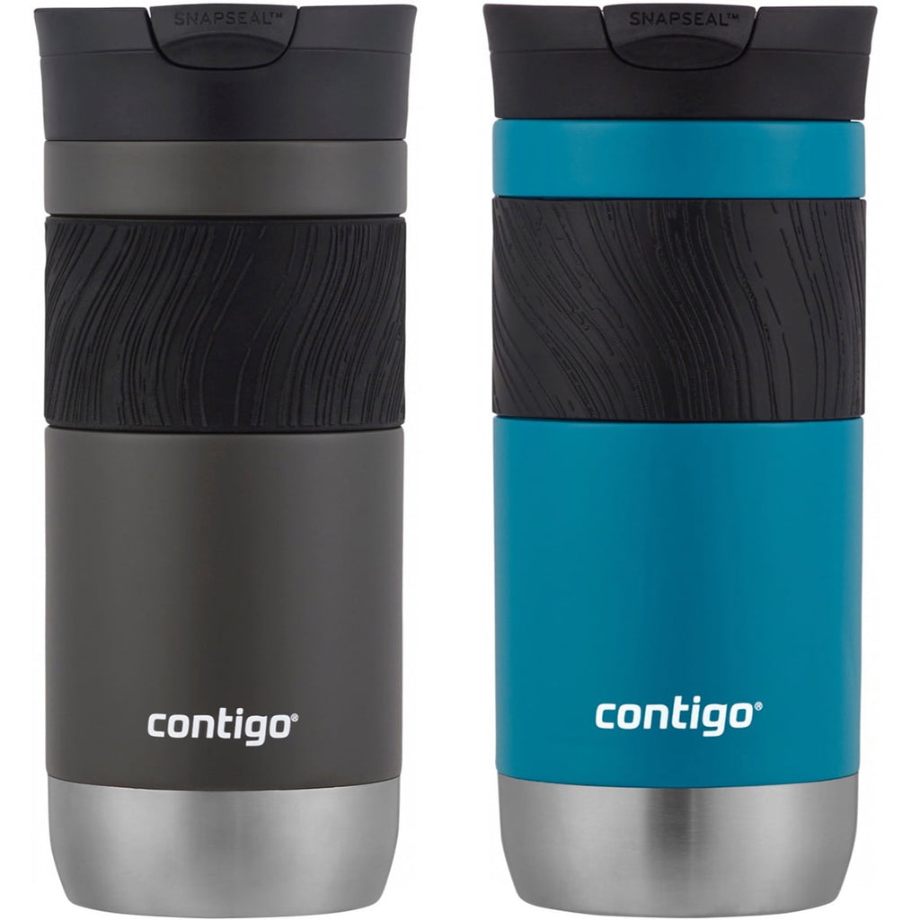 Contigo Byron 2.0 Stainless Steel Travel Mug with SNAPSEAL Lid and Grip, 20 oz, Sake &amp; Blue Corn, 2-Pack C014K