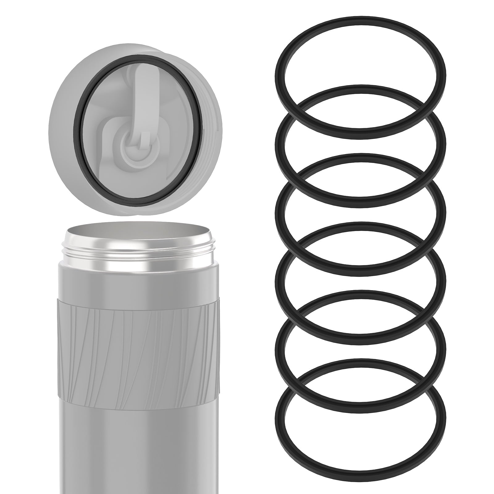 Linkidea 6 Pack Water Bottle Gasket Replacement Compatible with Contigo Byron Snapseal Travel Mug 16oz/20oz, Silicone O Ring Leak Proof Rubber Seal with Tweezer for Bottle Lid, Black C126C