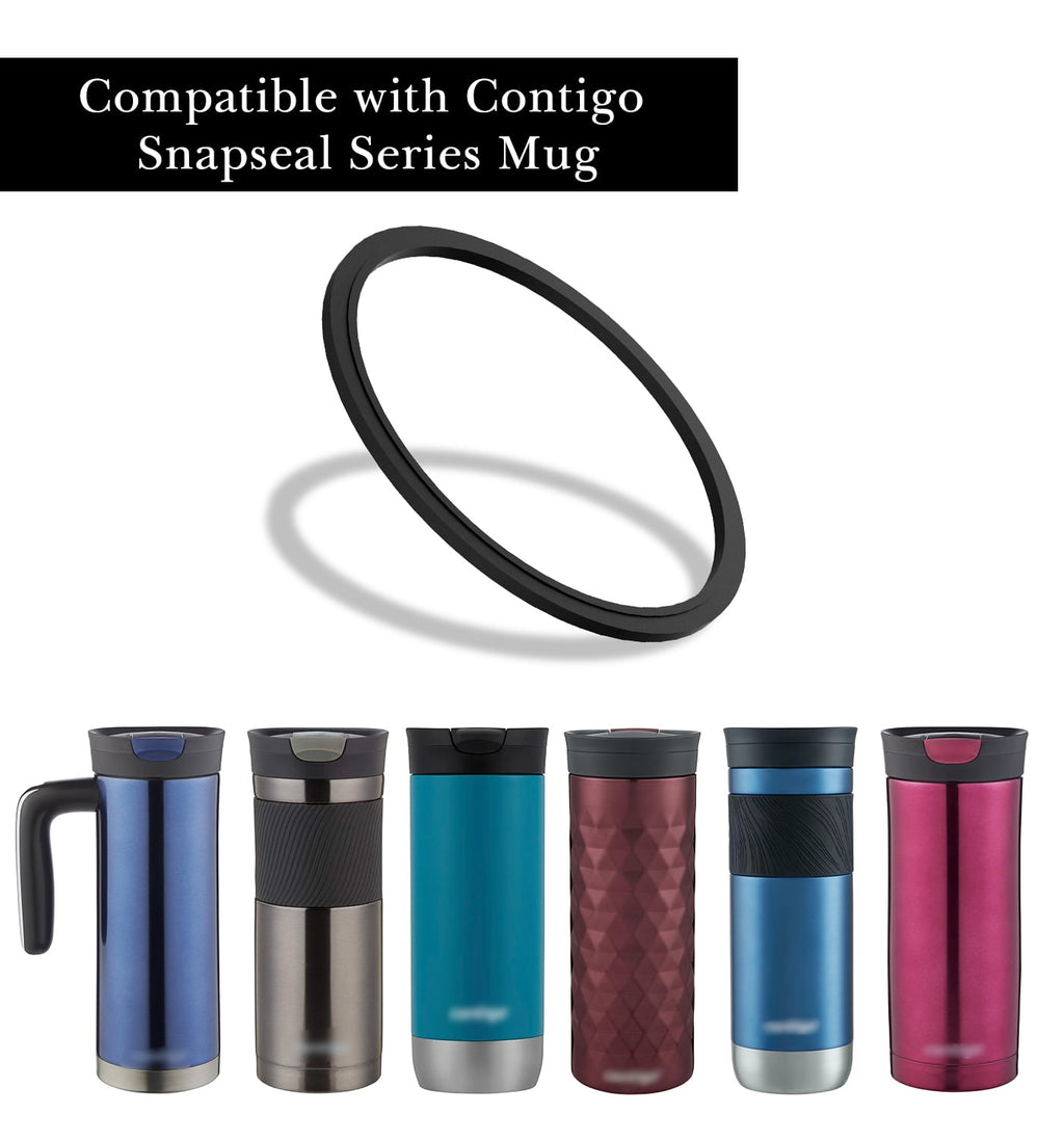 Linkidea 6 Pack Water Bottle Gasket Replacement Compatible with Contigo Byron Snapseal Travel Mug 16oz/20oz, Silicone O Ring Leak Proof Rubber Seal with Tweezer for Bottle Lid, Black C126C