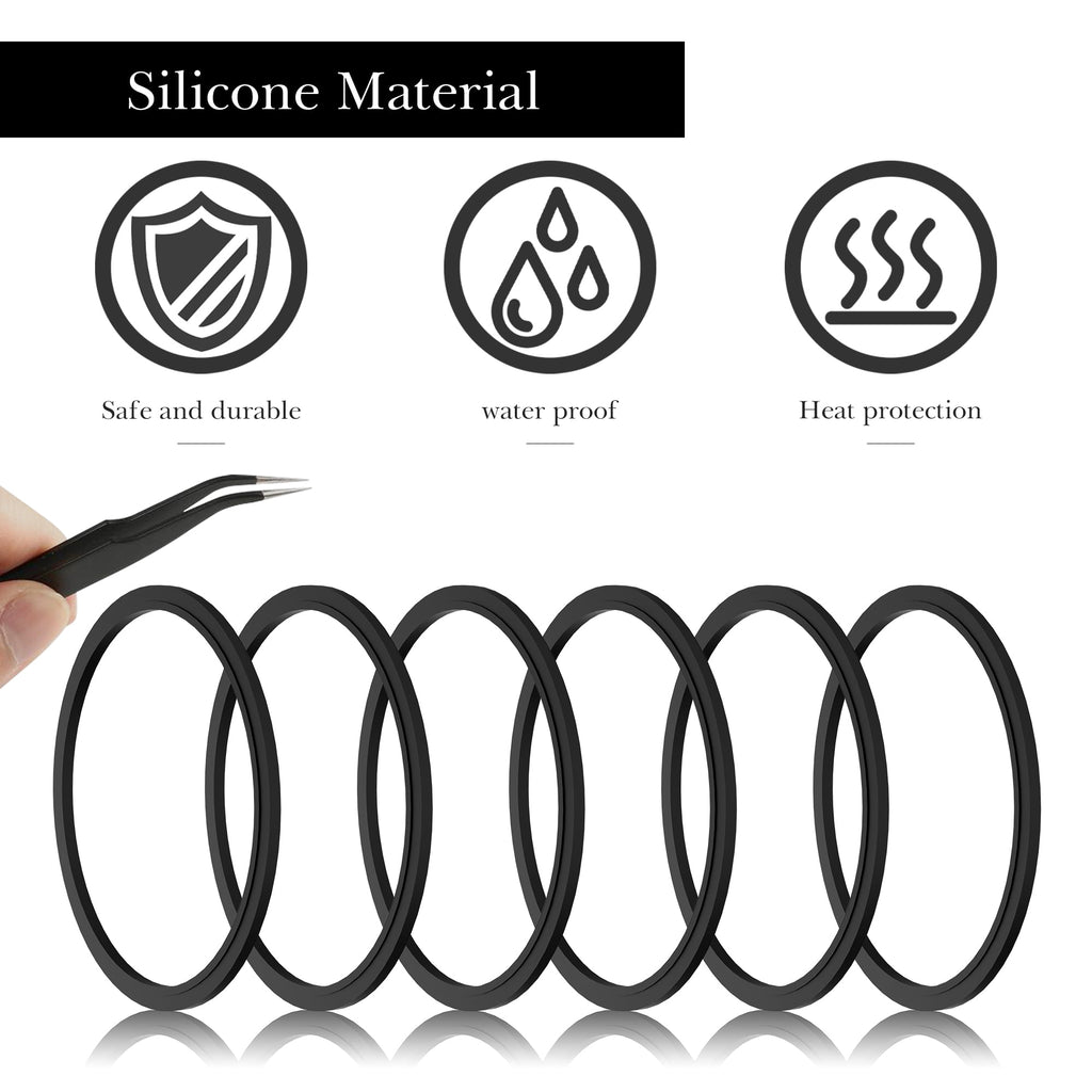 Linkidea 6 Pack Water Bottle Gasket Replacement Compatible with Contigo Byron Snapseal Travel Mug 16oz/20oz, Silicone O Ring Leak Proof Rubber Seal with Tweezer for Bottle Lid, Black C126C