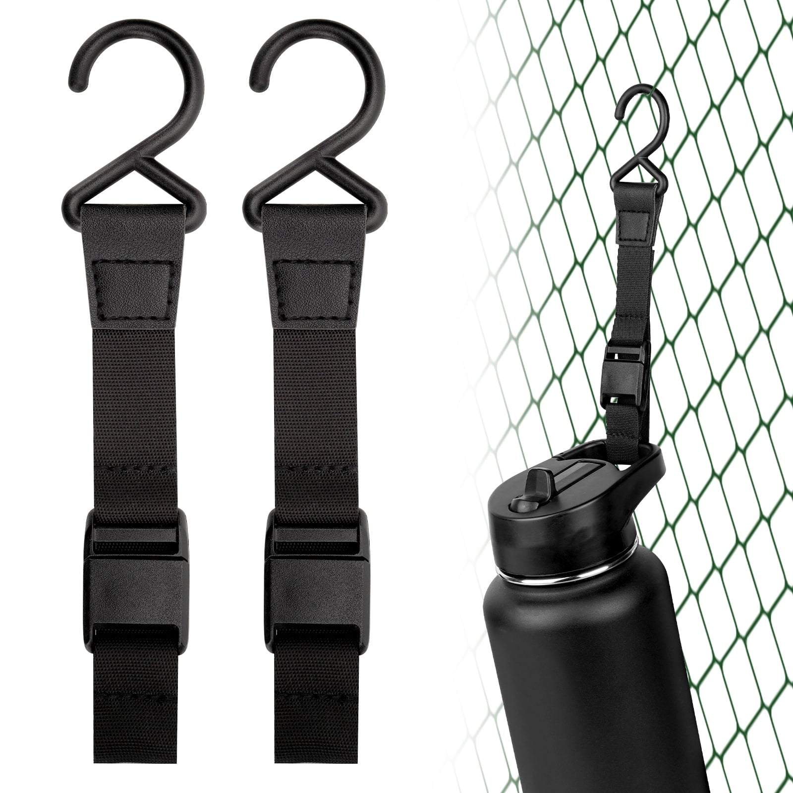 Linkidea 2 Pack Fence Hooks for Waterbottle, Compatible with Stanley, Nalgene, IRON FLASK with Handle Bottle &amp; Tumbler, S Shaped Hook Hanger Magnetic Buckle for Outdoor Sports Camping C231J