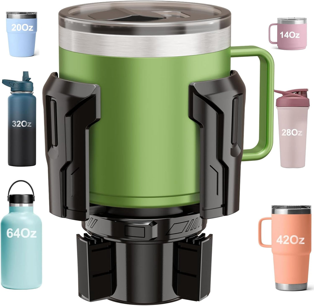 Cup Holder Expander: One-Button Open, Universal, Adjustable Holder(Diameter 2.6"- 4.8"), Cup Holder Expander for , , Nalgene, Takeya, Camelbak, Ramblers, , Tumblers, Mugs C220U