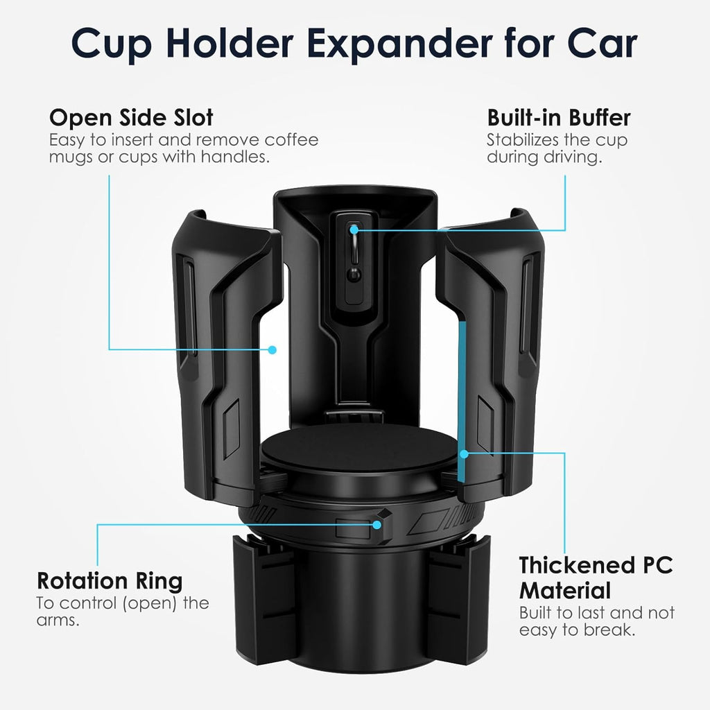 Cup Holder Expander: One-Button Open, Universal, Adjustable Holder(Diameter 2.6"- 4.8"), Cup Holder Expander for , , Nalgene, Takeya, Camelbak, Ramblers, , Tumblers, Mugs C220U