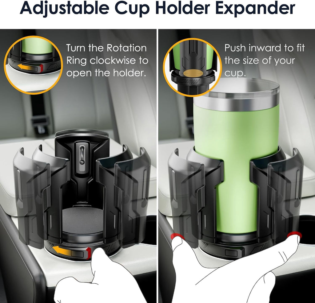 Cup Holder Expander: One-Button Open, Universal, Adjustable Holder(Diameter 2.6"- 4.8"), Cup Holder Expander for , , Nalgene, Takeya, Camelbak, Ramblers, , Tumblers, Mugs C220U