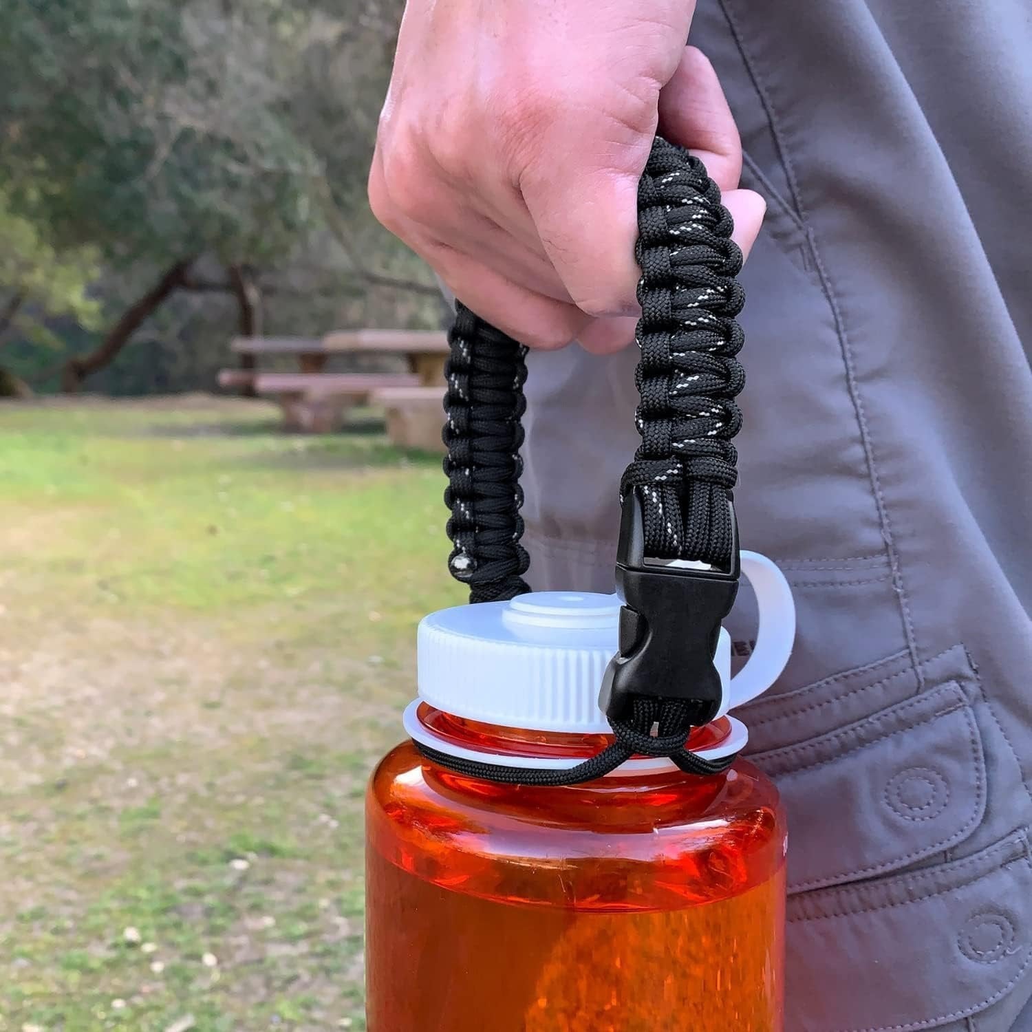 Hydrocord Handle for Nalgene Water Bottles, Fits Wide Mouth Water Bottles, Durable Carrier, Secure Accessories, Compatible with 32oz, 36oz, 48oz Water Bottle (Black) C206A