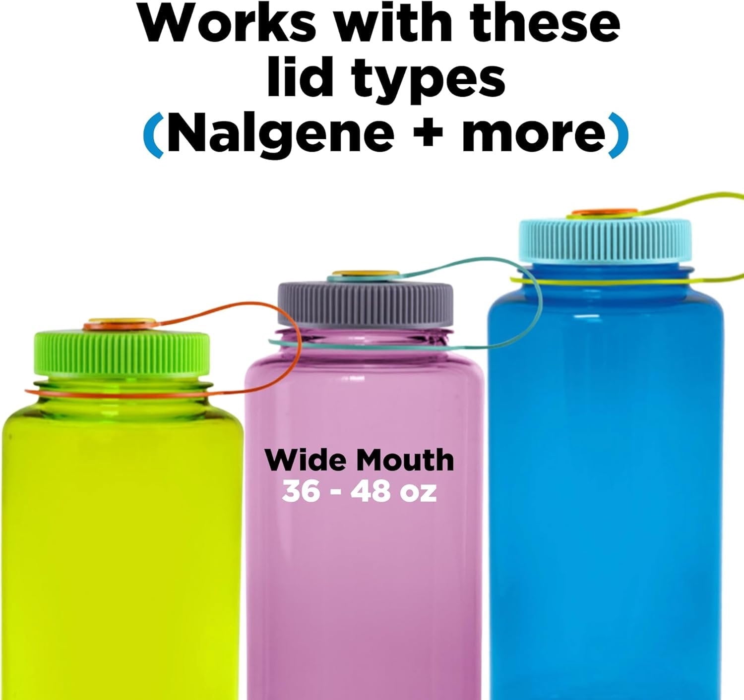 Hydrocord Handle for Nalgene Water Bottles, Fits Wide Mouth Water Bottles, Durable Carrier, Secure Accessories, Compatible with 32oz, 36oz, 48oz Water Bottle (Black) C206A