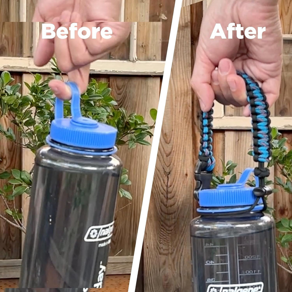 Hydrocord Handle for Nalgene Water Bottles, Fits Wide Mouth Water Bottles, Durable Carrier, Secure Accessories, Compatible with 32oz, 36oz, 48oz Water Bottle (Black) C206A