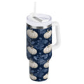 30 oz Insulated Stainless Steel Tumbler Double Wall Stainless Steel Tumbler with 2-Way Drinking Watercolor White Pumpkins C446W