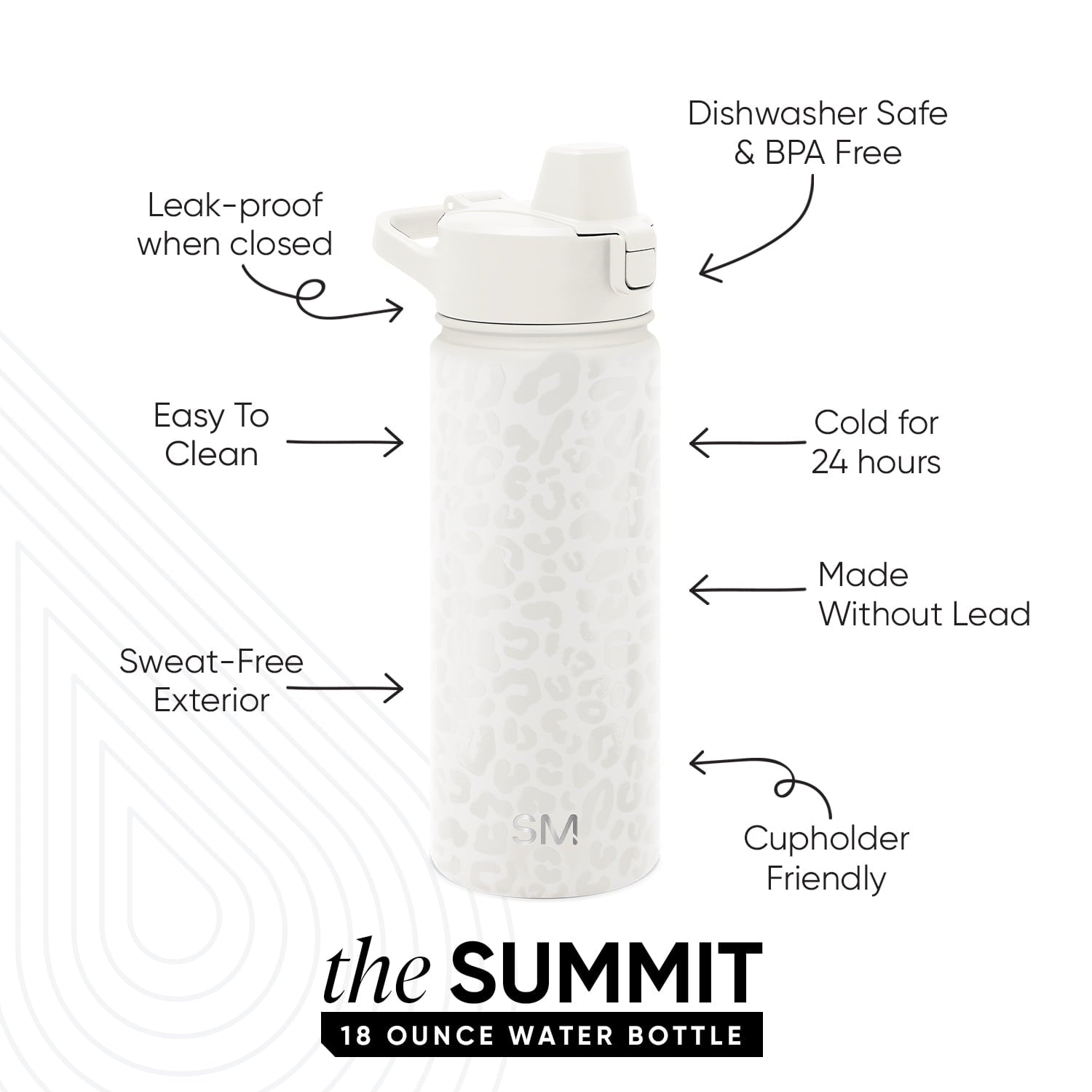 Simple Modern 18 fl oz Insulated Stainless Steel Summit Water Bottle with Covered Silicone Straw Lid | Sweet Taffy C395T