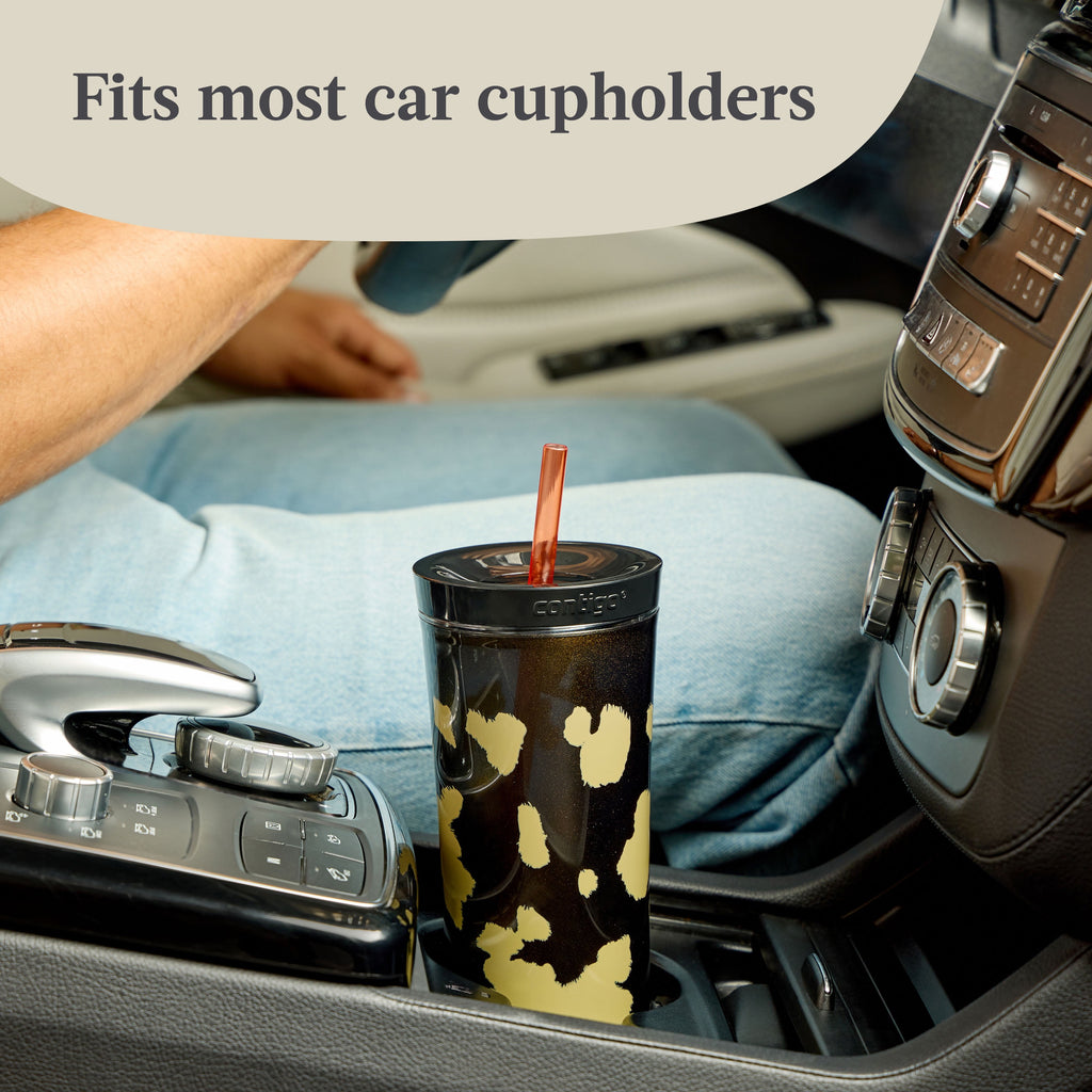 Contigo 20oz Shake &amp; Go Tumbler, Plastic with Straw, Licorice Cowhide Couture C093B