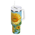 40 oz Insulated Stainless Steel Tumbler Double Wall Stainless Steel Tumbler with 2-Way Drinking Sunflower Oil Painting C438J
