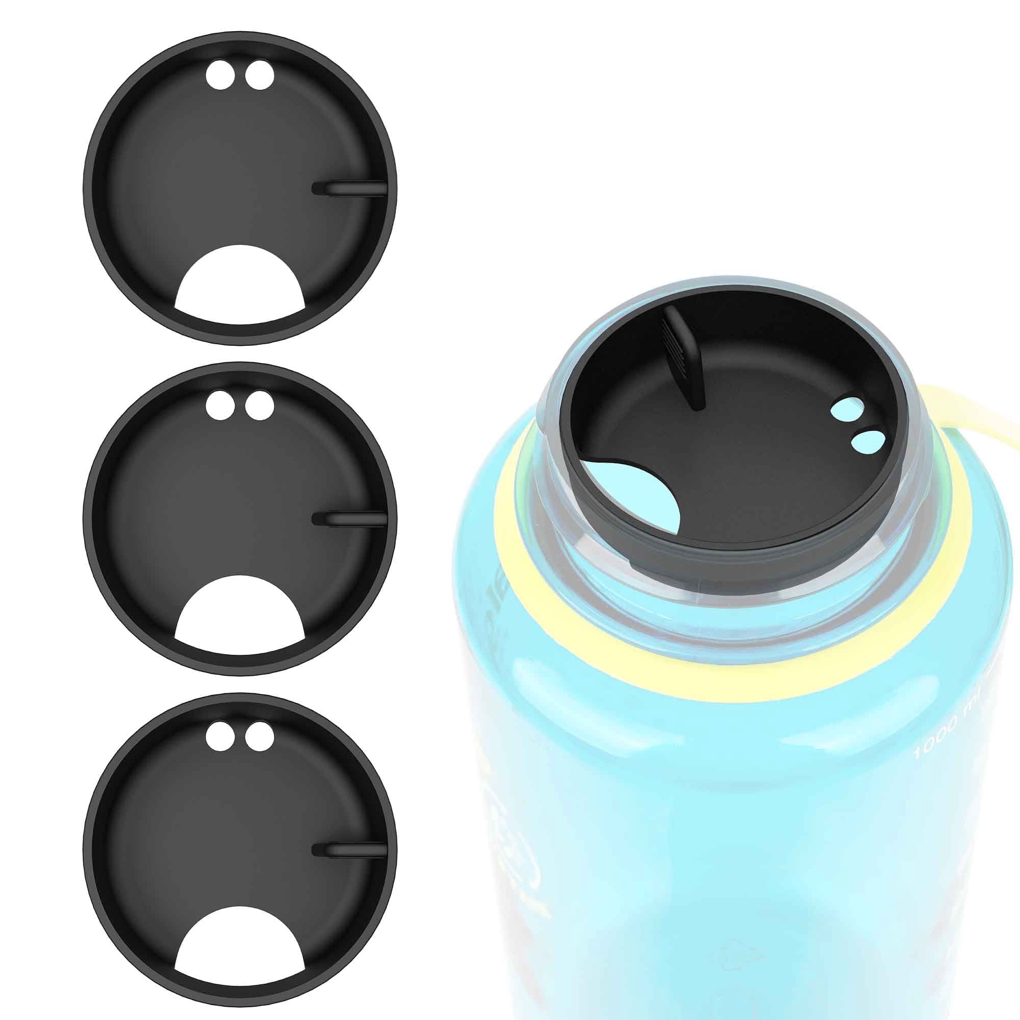 Linkidea 4 Pack Water Bottle Silicone Splashguard Compatible with Nalgene Sustain Wide Mouth 32oz, Anti-Spill Splash Guard for Wide-Necked Bottles with 53mm Opening, Waterbottle Easy Sipper C208K