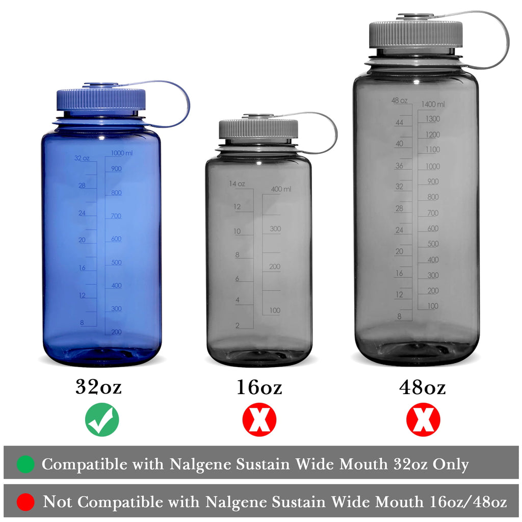 Linkidea 4 Pack Water Bottle Silicone Splashguard Compatible with Nalgene Sustain Wide Mouth 32oz, Anti-Spill Splash Guard for Wide-Necked Bottles with 53mm Opening, Waterbottle Easy Sipper C208K