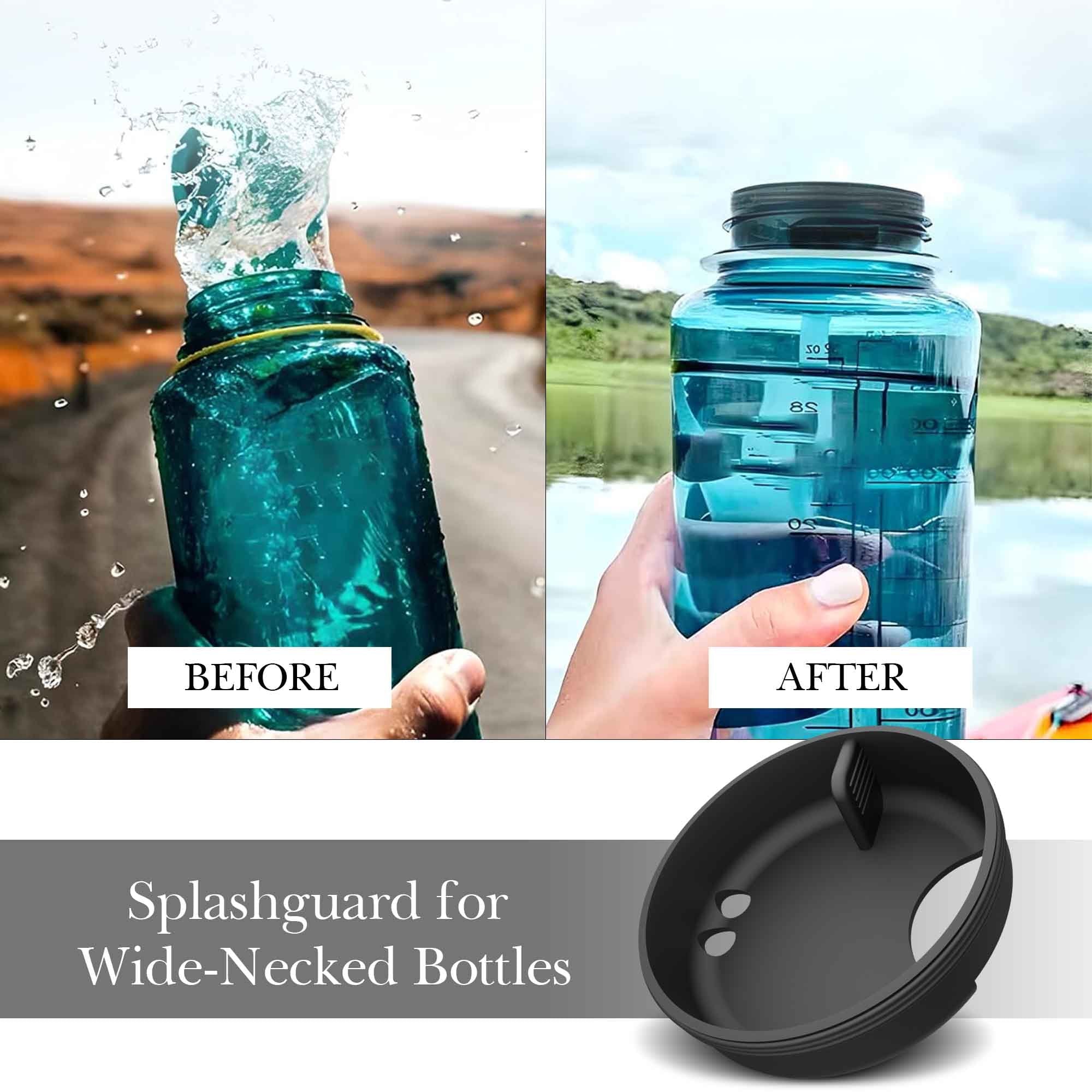 Linkidea 4 Pack Water Bottle Silicone Splashguard Compatible with Nalgene Sustain Wide Mouth 32oz, Anti-Spill Splash Guard for Wide-Necked Bottles with 53mm Opening, Waterbottle Easy Sipper C208K