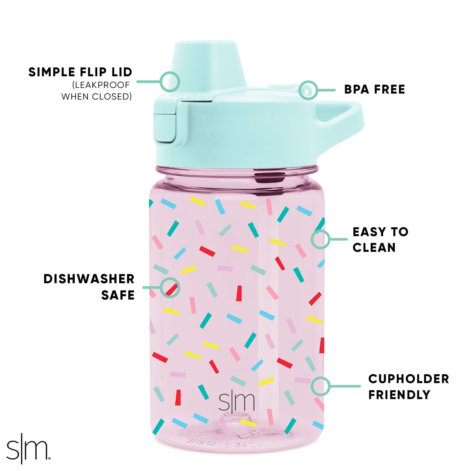 Simple Modern 12 fl oz Reusable Tritan Summit Water Bottle with Silicone Straw Lid | Birthday Cake C404B