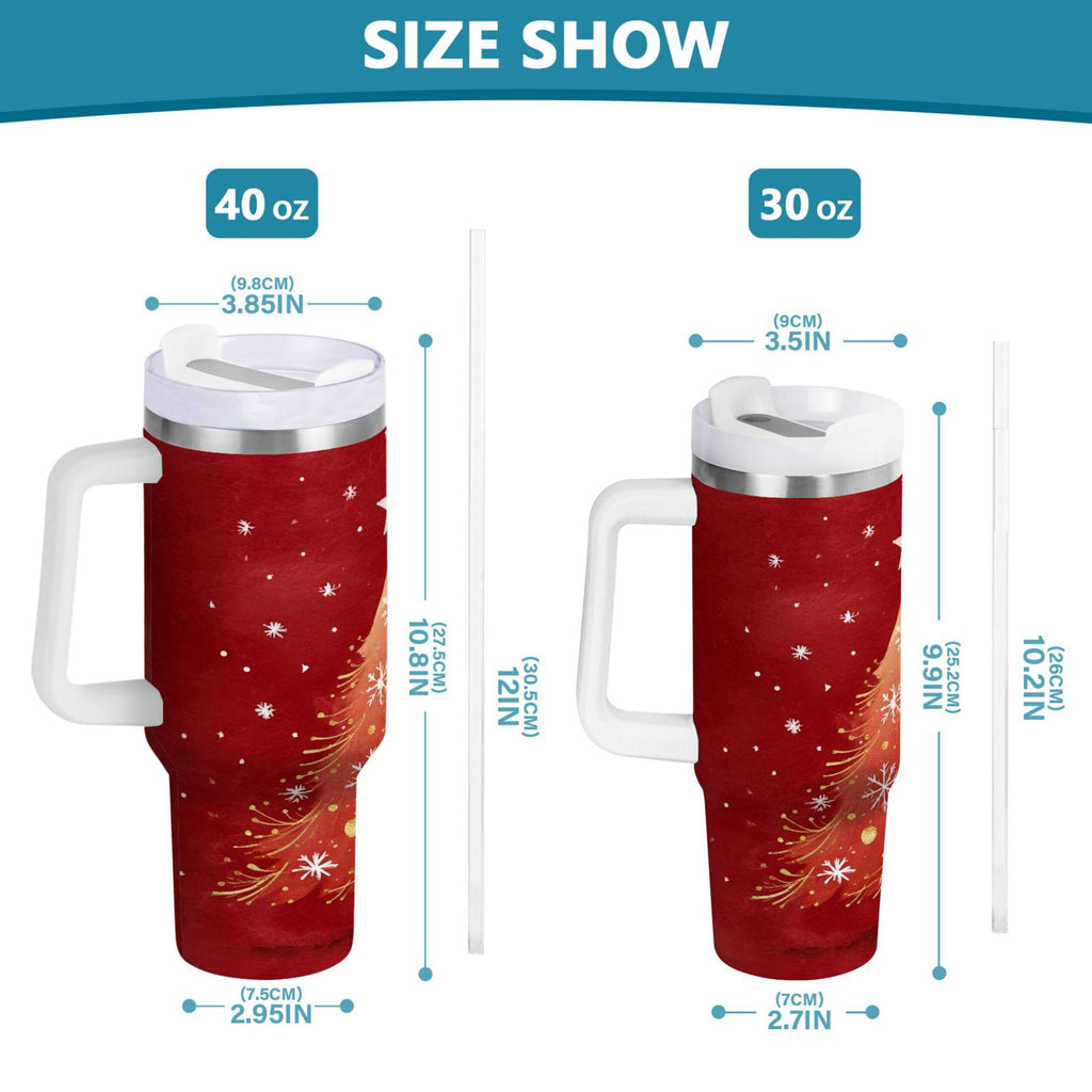 40 oz Insulated Stainless Steel Tumbler Double Wall Stainless Steel Tumbler with 2-Way Drinking Red Christmas Tree C662K