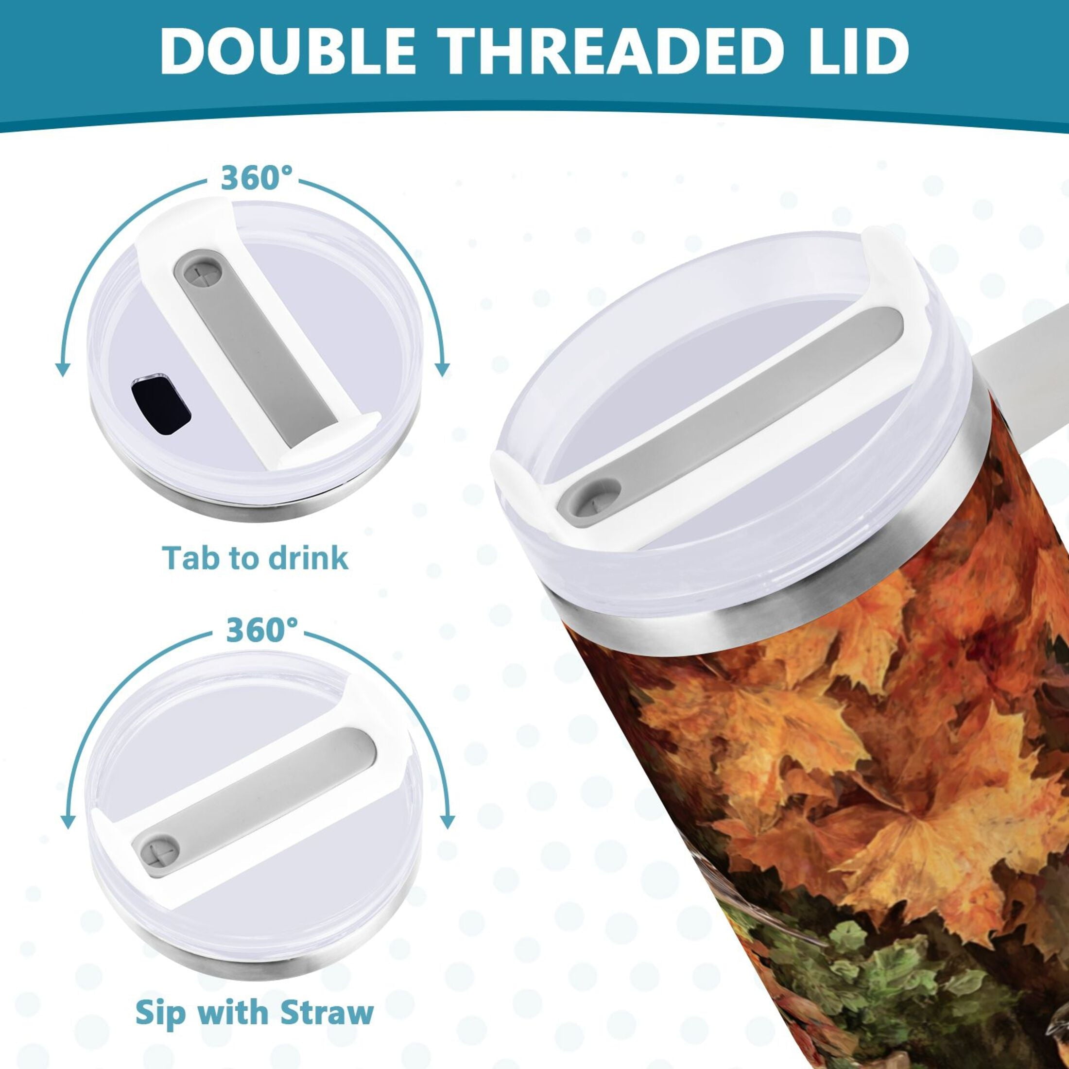 30 oz Insulated Stainless Steel Tumbler Double Wall Stainless Steel Tumbler with 2-Way Drinking Beautiful Fall Scene C610S