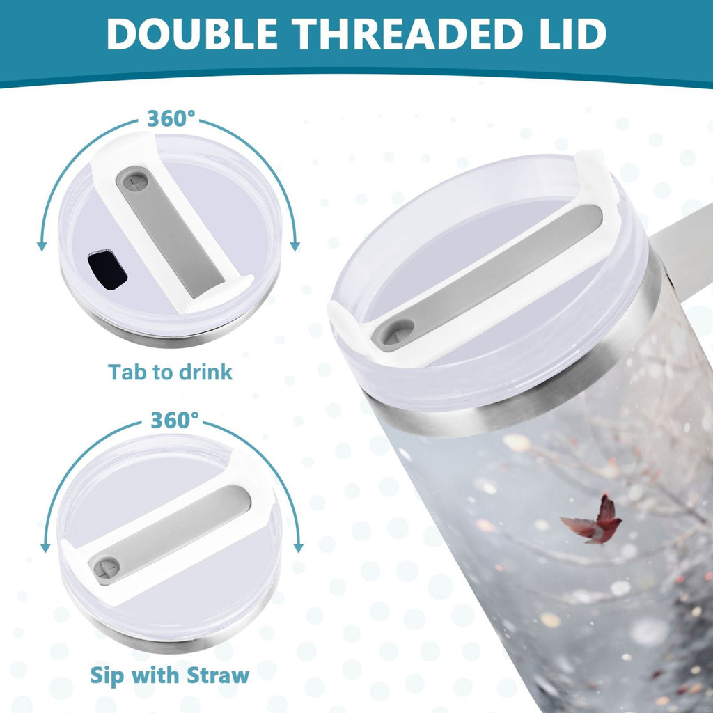 30 oz Insulated Stainless Steel Tumbler Double Wall Stainless Steel Tumbler with 2-Way Drinking Snowy Winter Landscape C557K