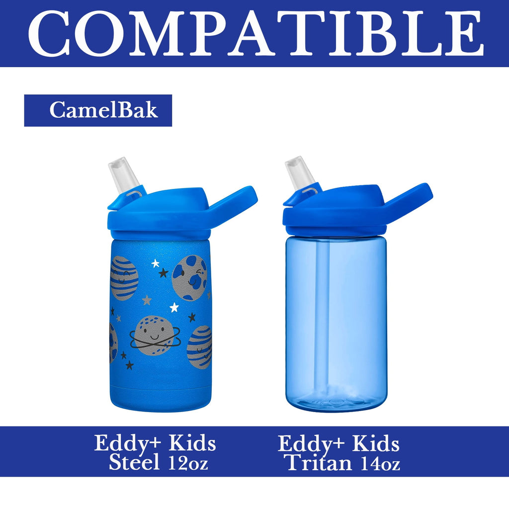 Linkidea Water Bottle Sleeve Compatible with CamelBak Eddy+ Tritan 14oz, Steel 12oz Kids Bottle, Waterbottle Holder Bag with Name Tag, Navy Blue C390N