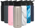 Simple Modern Summit 18 oz Silver and Black Double Wall Vacuum Insulated Stainless Steel Water Bottle with Wide Mouth and Flip-Top Lid C416U